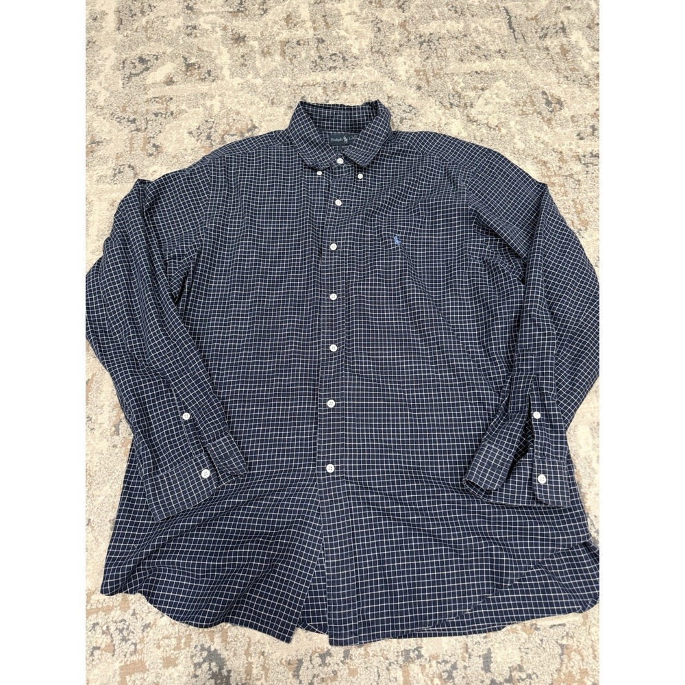 Ralph Lauren Shirt Mens‎ XL Extra Large Blue Classic Fit Window Pane Check